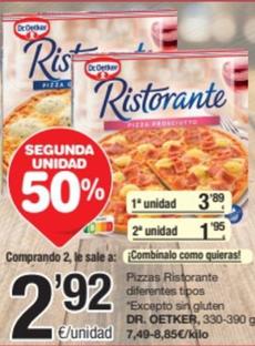 Oferta de Dr Oetker - Pizzas Ristorante Diferentes Tipos "Excepto Sin Gluten por 3,89€ en SPAR Fragadis