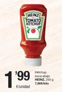 Oferta de Heinz - Ketchup Boca Abajo por 1,99€ en SPAR Fragadis