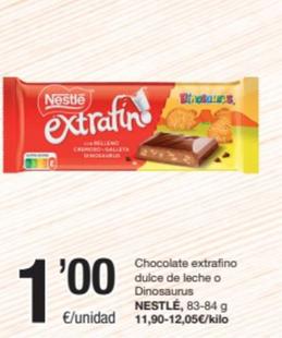 Oferta de Nestlé - Chocolate Extrafino Dulce De Leche / Dinosaurus por 1€ en SPAR Fragadis