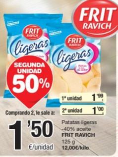 Oferta de Frit Ravich - Patatas Ligeras -40% Aceite por 1,99€ en SPAR Fragadis