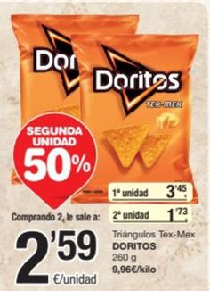 Oferta de Doritos - Triángulos Tex-mex por 3,45€ en SPAR Fragadis