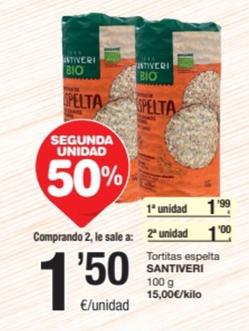 Oferta de Santiveri - Tortitas Espelta por 1,99€ en SPAR Fragadis