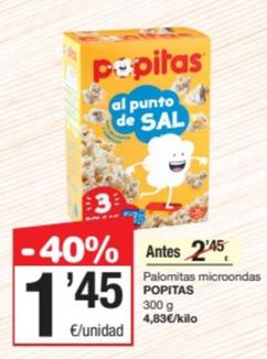 Oferta de Popitas - Palomitas Microondas por 1,45€ en SPAR Fragadis