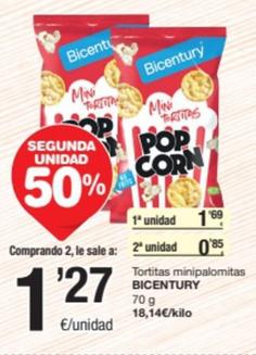Oferta de Bicentury - Tortitas Minipalomitas por 1,69€ en SPAR Fragadis