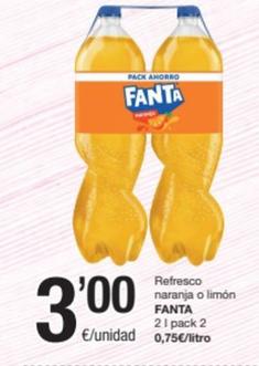 Oferta de Fanta - Refresco Naranja / Limón por 3€ en SPAR Fragadis