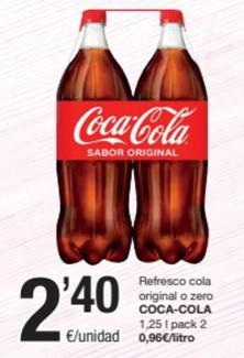 Oferta de Coca-cola - Refresco Cola Original / Zero por 2,4€ en SPAR Fragadis