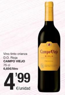 Oferta de Campo Viejo - Vino Tinto Crianza D.O. Rioja por 4,99€ en SPAR Fragadis