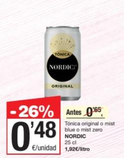 Oferta de Nordic - Tónica Original / Mist Blue / Mist Zero por 0,48€ en SPAR Fragadis