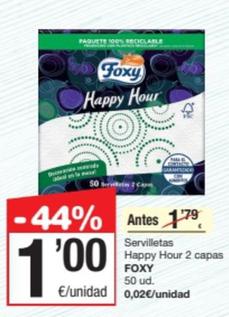 Oferta de Foxy - Servilletas Happy Hour 2 Capas por 1€ en SPAR Fragadis