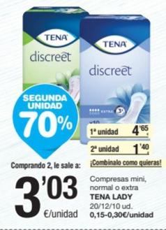 Oferta de Tena - Compresas Mini, Normal / Extra por 4,65€ en SPAR Fragadis