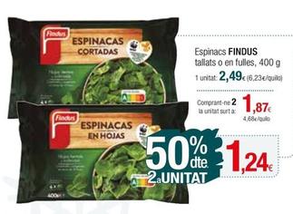 Oferta de Findus - Espinacs Tallats O En Fulles por 2,49€ en Condis