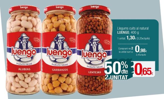 Oferta de Luengo - Llegums Cuits Al Natural por 1,3€ en Condis