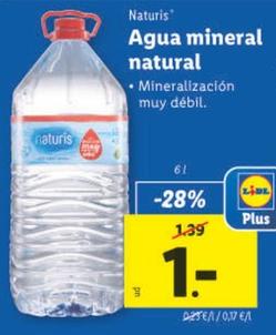 Oferta de Naturis - Agua Mineral Natural por 1€ en Lidl
