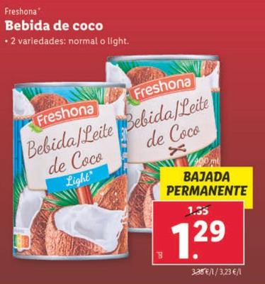Oferta de Freshona - Bebida De Coco por 1,29€ en Lidl