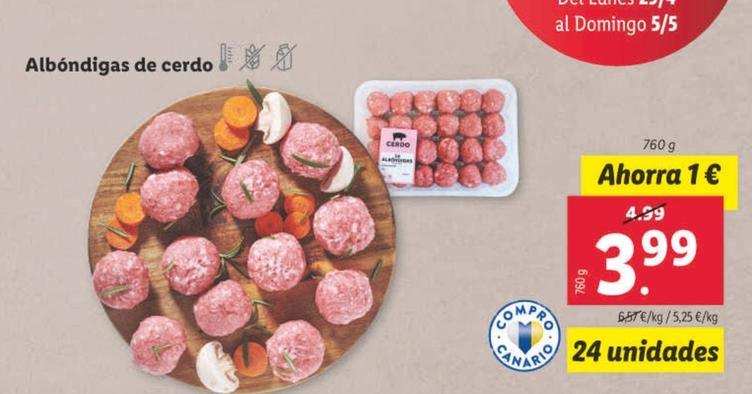 Oferta de Albondigas De Cerdo por 3,99€ en Lidl