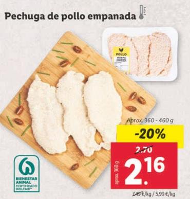 Oferta de Pechuga De Pollo Empanada por 2,16€ en Lidl