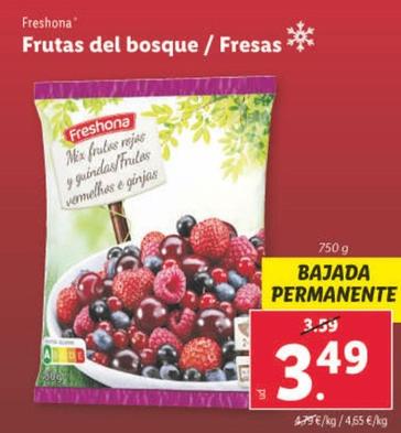 Oferta de Freshona - Frutas De Bosque / Fresas por 3,49€ en Lidl
