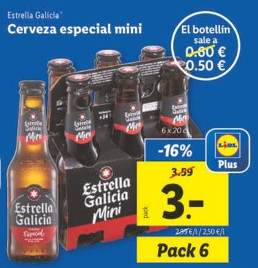 Oferta de Estrella Galicia - Cerveza Especial Mini por 3€ en Lidl