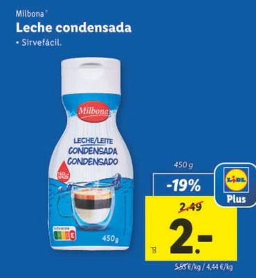 Oferta de Milbona - Leche Condensada por 2€ en Lidl