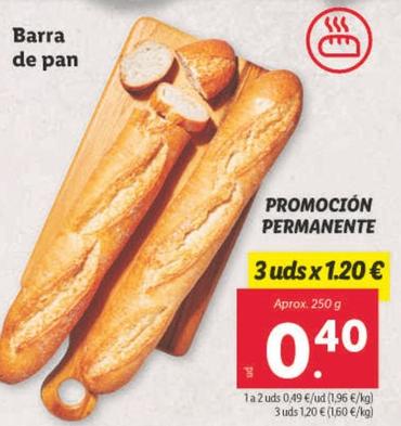 Oferta de Barra De Pan por 0,49€ en Lidl