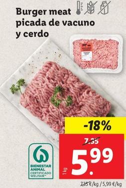 Oferta de Burger Meat Picada De Vacuno Y Cerdo por 5,99€ en Lidl