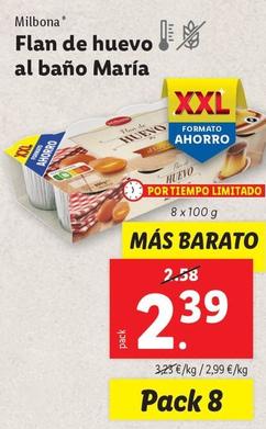 Oferta de Milbona - Flan De Huevo Al Bano Maria por 2,39€ en Lidl