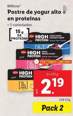 Oferta de Milbona - Postre De Yogur Alto En Proteinas por 2,19€ en Lidl