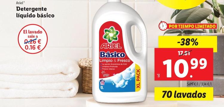 Oferta de Ariel - Detergente Líquido Básico por 10,99€ en Lidl