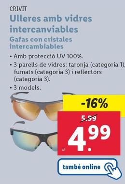 Oferta de Crivit - Gafas Con Cristales Intercambiables por 4,99€ en Lidl
