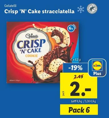 Oferta de Gelatelli - Crisp 'N' Cake Stracciatella por 2€ en Lidl