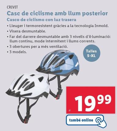 Oferta de Crivit - Casco De Ciclismo Con Luz Trasera por 19,99€ en Lidl