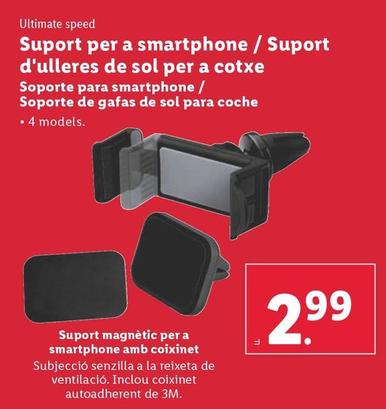 Oferta de Ultimate Speed - Soporte Para Smartphone / Soporte De Gafas De Sol Para Coche por 2,99€ en Lidl