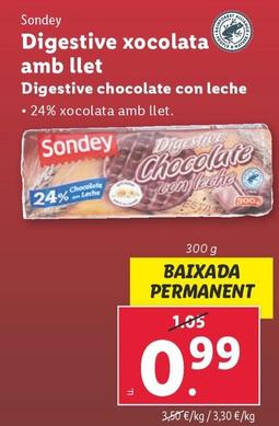 Oferta de Sondey - Digestive Chocolate Leche por 0,99€ en Lidl