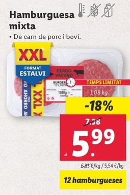 Oferta de Hamburguesa Mixta por 5,99€ en Lidl