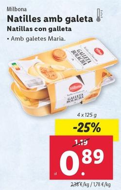 Oferta de Milbona - Natillas Con Galleta por 0,89€ en Lidl