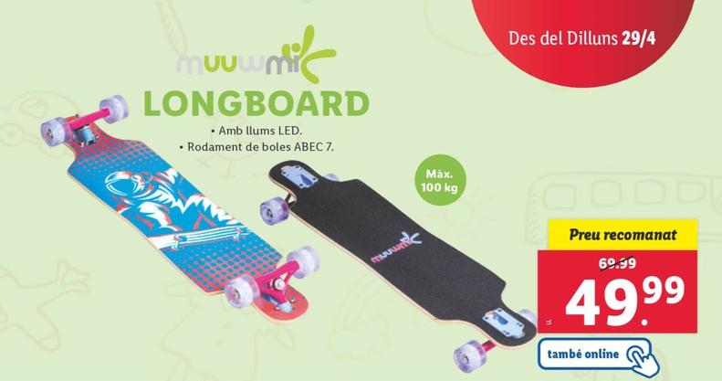 Oferta de Muuwmi - Longboard por 49,99€ en Lidl