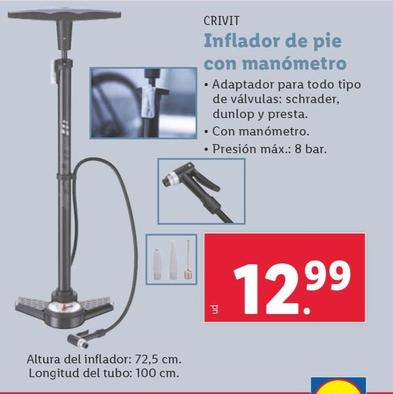 Oferta de Crivit - Inflador De Pie Con Manometro por 12,99€ en Lidl