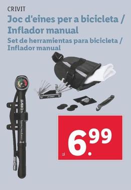 Oferta de Crivit - Set De Herramientas Para Bicicleta / Inflador Manual por 7,79€ en Lidl