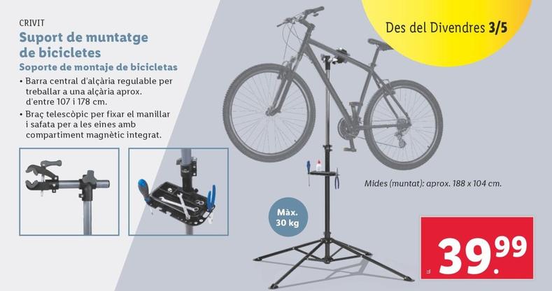 Oferta de Crivit - Soporte De Montaje De Bicicletas por 42,99€ en Lidl