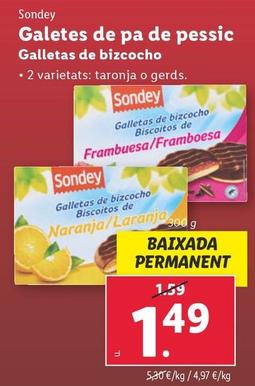 Oferta de Sondey - Galletas De Bizocho por 1,49€ en Lidl
