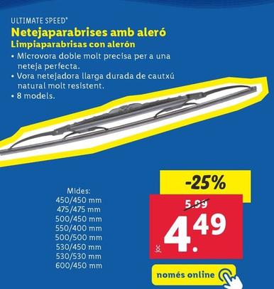Oferta de Ultimate Speed - Limpiaparabrisas Con Aleron por 4,49€ en Lidl