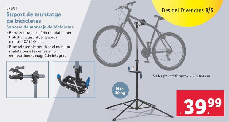 Oferta de Crivit - Soporte De Montaje De Bicicletas por 39,99€ en Lidl