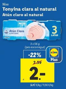 Oferta de Nixe - Atun Claro Al Natural por 2€ en Lidl