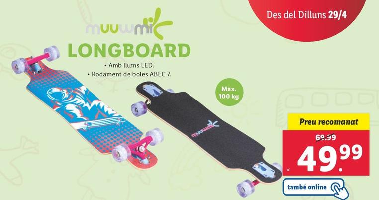 Oferta de Muuwmi - Longboard por 49,99€ en Lidl