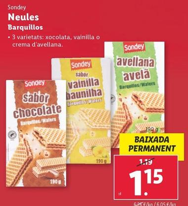 Oferta de Sondey - Barquillos por 1,15€ en Lidl