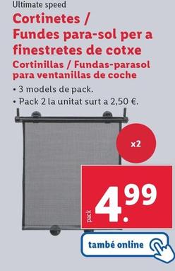 Oferta de Ultimate Speed - Cortinillas / Fundas-Parasol Para Ventanillas De Coche por 4,99€ en Lidl