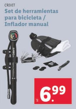 Oferta de Crivit - Set De Herramientas Para Bicicleta / Inflador Manual por 6,99€ en Lidl