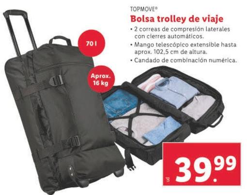 Oferta de Top Move - Bolsa Trolley De Viaje por 39,99€ en Lidl