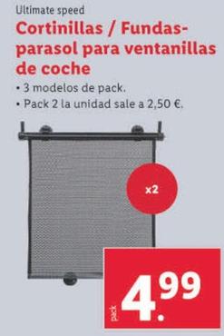 Oferta de Ultimate Speed - Cortinillas / Fundas-Parasol Para Ventanillas De Coche por 4,99€ en Lidl