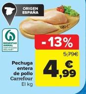 Oferta de Pechuga de pollo por 4,99€ en Carrefour Market